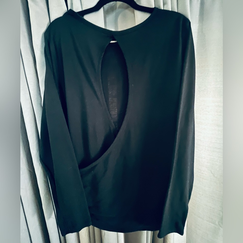 Old Navy Black Long Sleeve Open Back Top